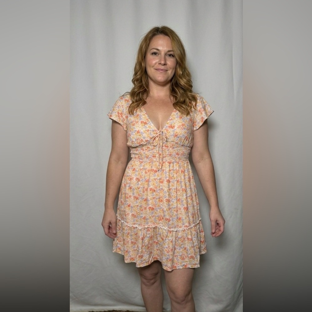 Arizona Jean Company Floral Mini Dress - Pink and Cream